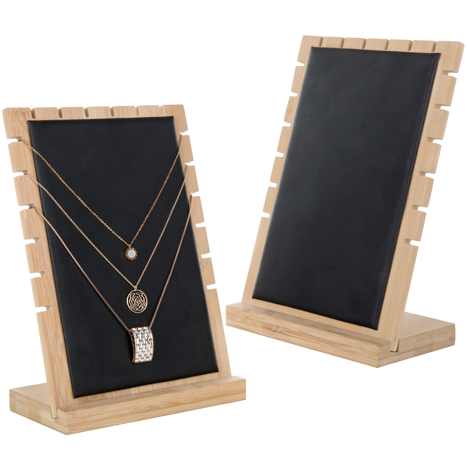 Bamboo Necklace Jewelry Tabletop Display Boards, Jewelry Towers, Set of 2