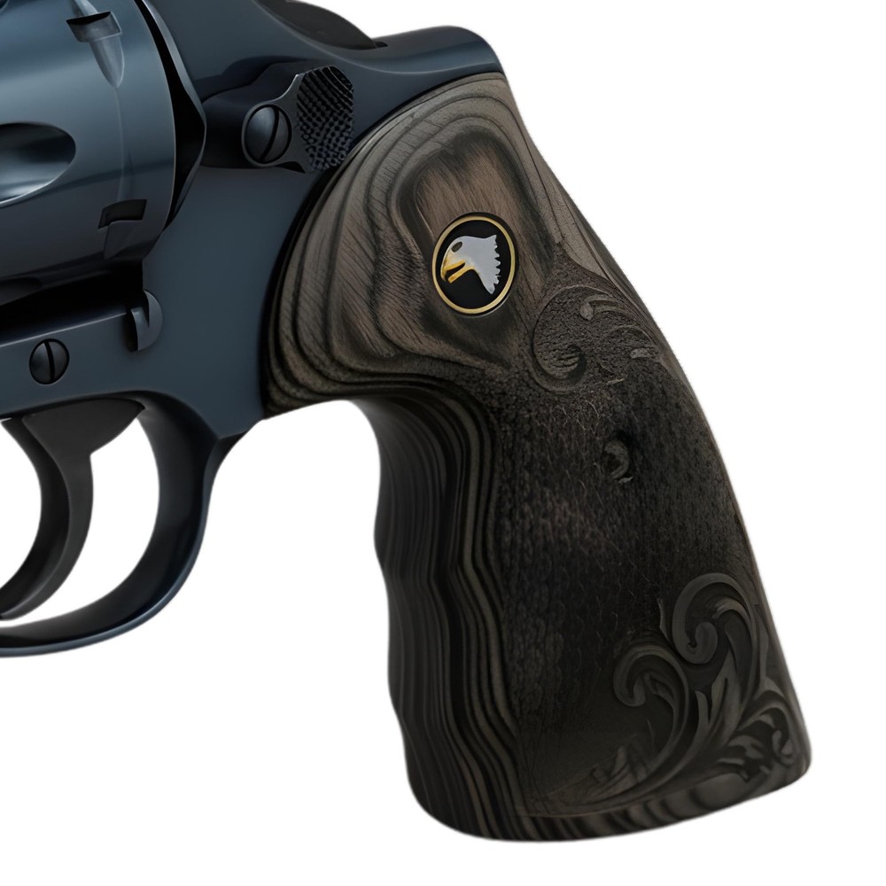 Colt Python Black Rosewood with Scrollwork and Scales Grips with Screaming Eagle