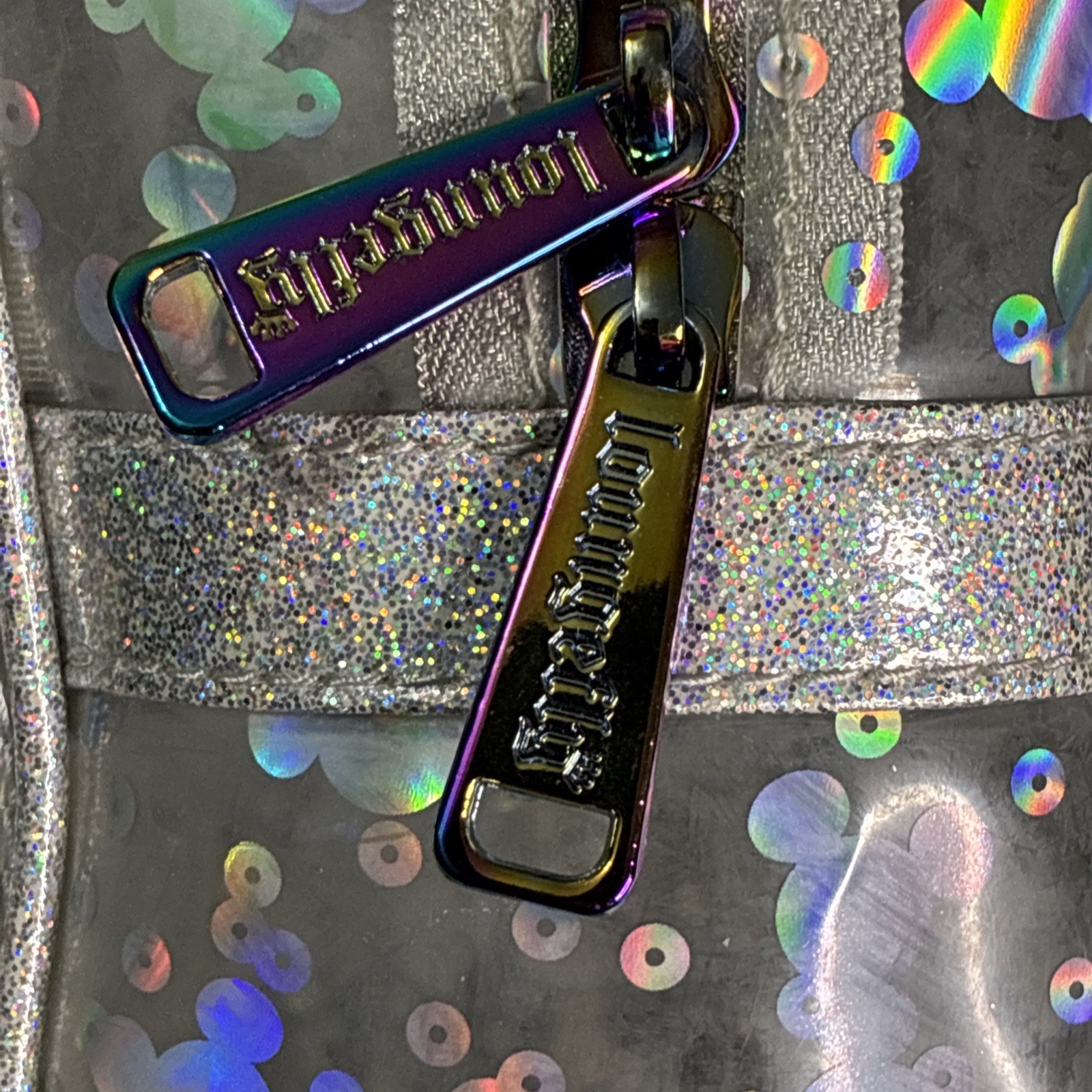 Disney Parks Loungefly Magic Mirror Holographic Clear Mini Backpack Metallic