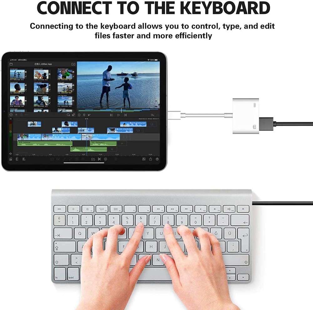 For iPhone 13 & 12 OTG Data Sync Cable Supports USB Flash Drive, Mouse, Keyboard