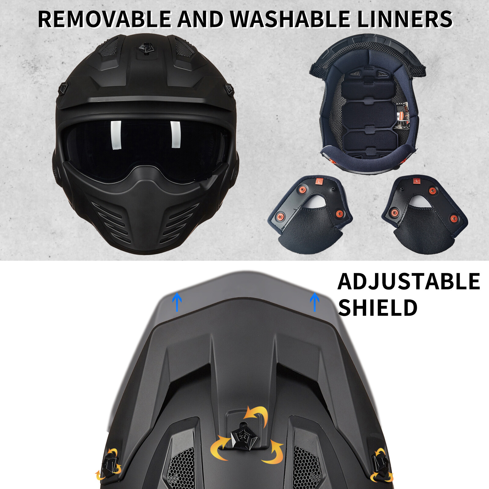 ILM Seller Refurbish Open Face 3/4 Motorcycle Half Helmet Moped ATV Scooter DOT
