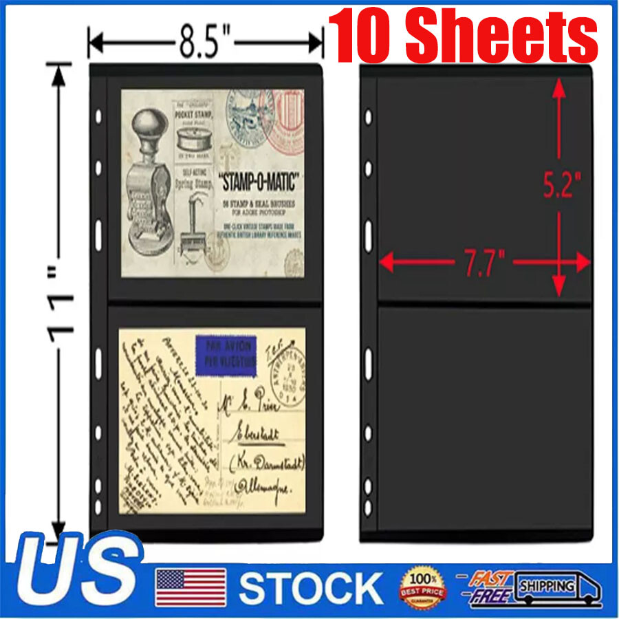 2Row Stamp Pages for Stamp Album Binder, 10 Sheets Stamp Pages for Collectors US