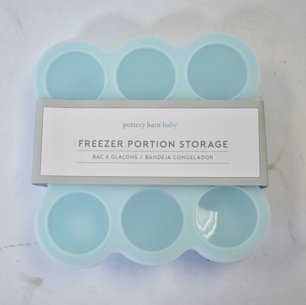 Pottery Barn Freezer Portion Storage Silicone Container Light Blue Aqua