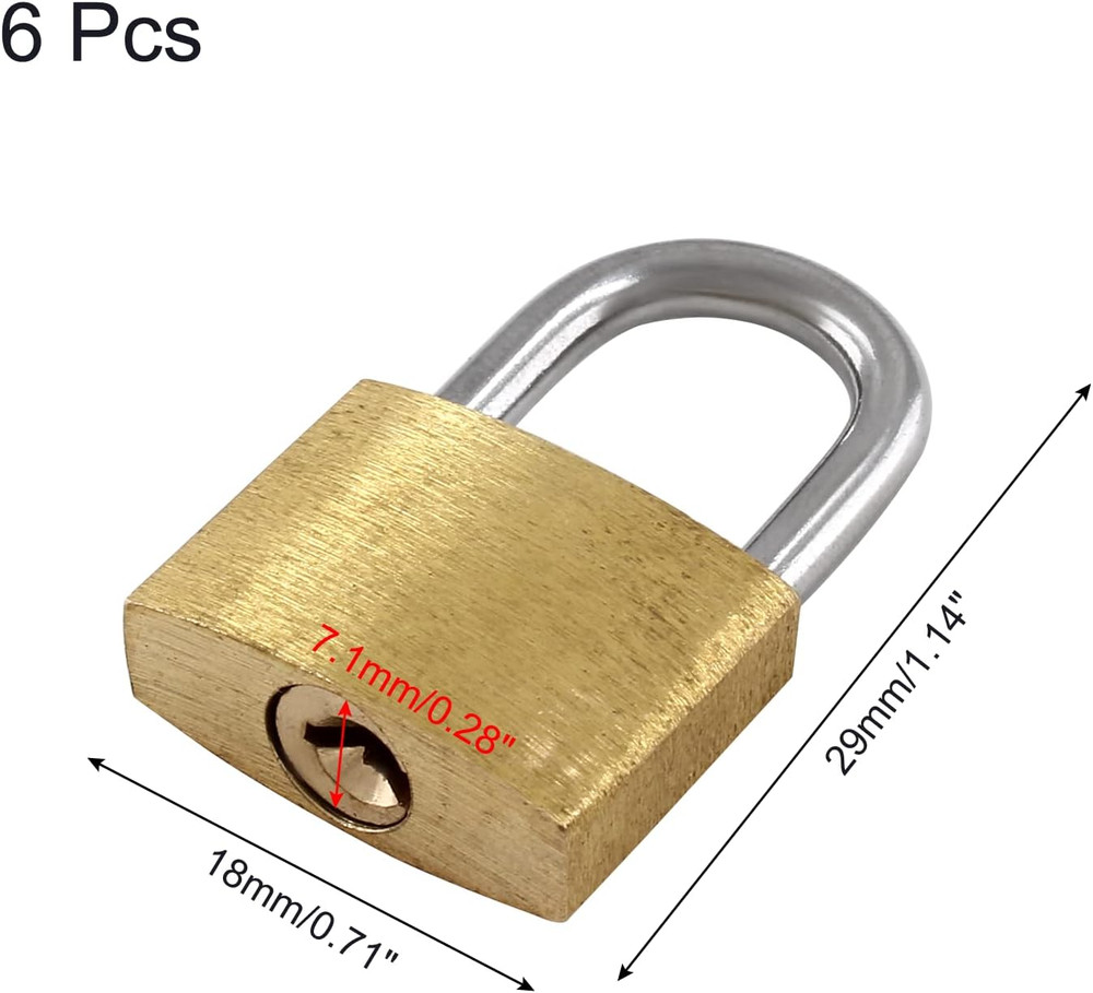 6 Pieces Mini Locks with Keys, Small Solid Brass Padlock Suitcase Locks for Lugg