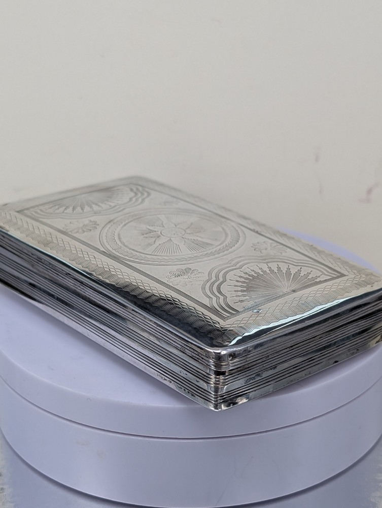 1867 Dutch large Solid Silver patterned Case by Voorschoten 13cms by 7.5 cms