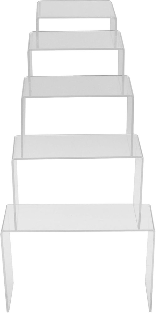 10 Pcs Clear Acrylic Display Risers, 3"" 4"" 5"" 6"" 7"" Rectangular Showcase Co