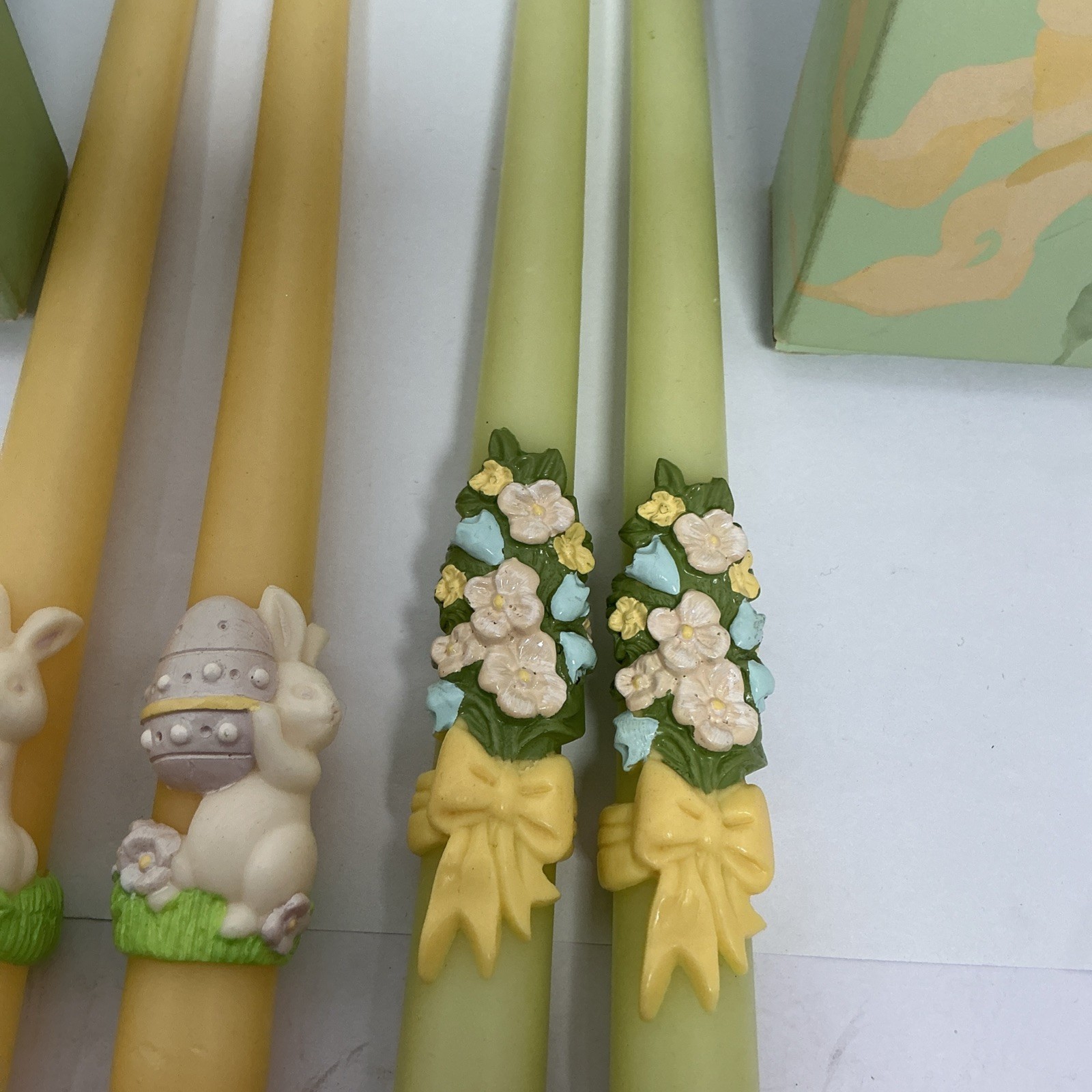 Vintage Avon Flower & Easter Fancy Taper Candles 10" Bouquet Bunny New with Box