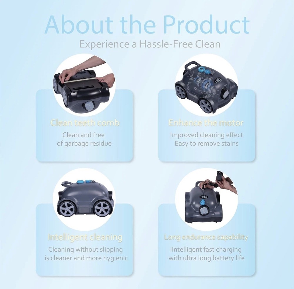 Cordless Robotic Pool Cleaner/Automatic Pool Vacuum Robot for Above & Inground