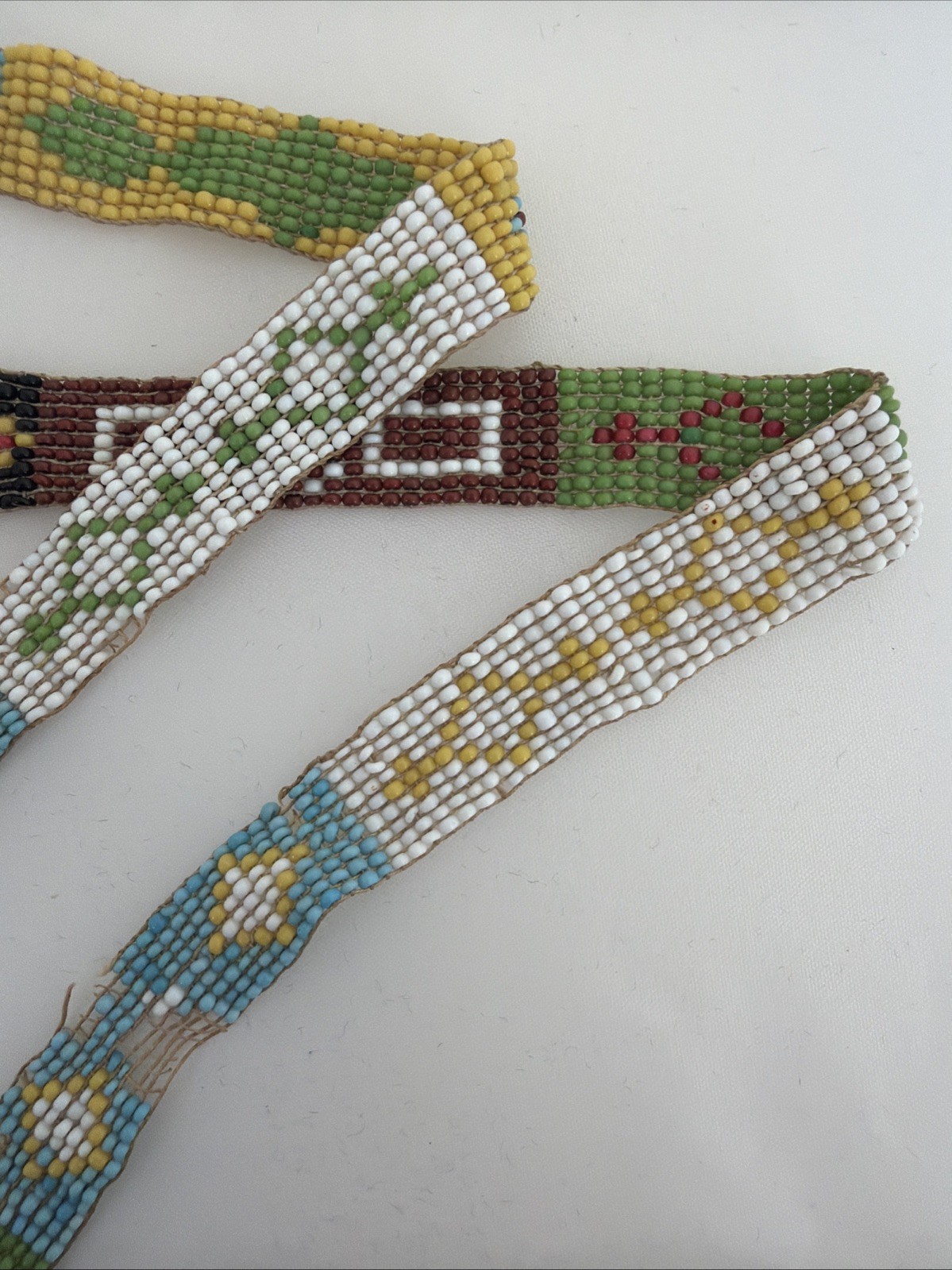 Antique Hand Made Native American Beaded Sash with Tassels