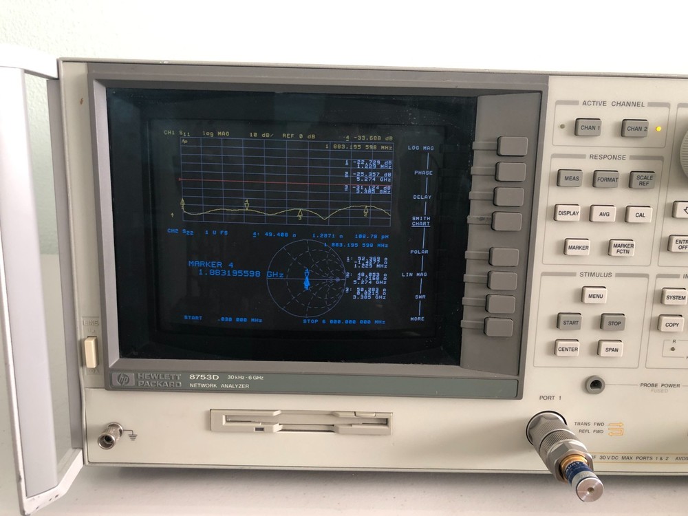 HP/Agilent 8753D 30kHz-6GHz Network Analyzer S-Parameter Test Set Opt:006/010+