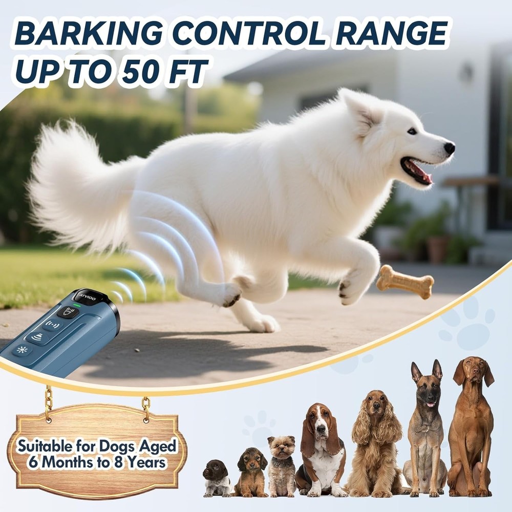 3X Faster Ultrasonic Dog Bark Control with 50FT Range - Pocket-Sized Solution