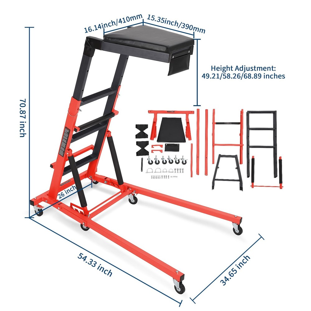 Foldable Automotive Topside Creeper ,Adjustable Height Engine Creeper & 6 Wheels