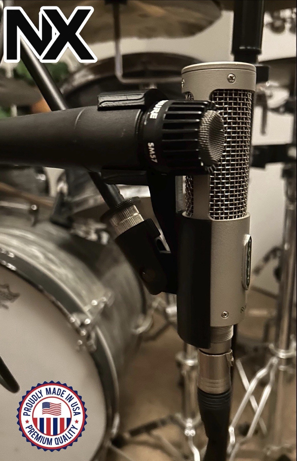 Royer R-10 and SM57 dual mic holder