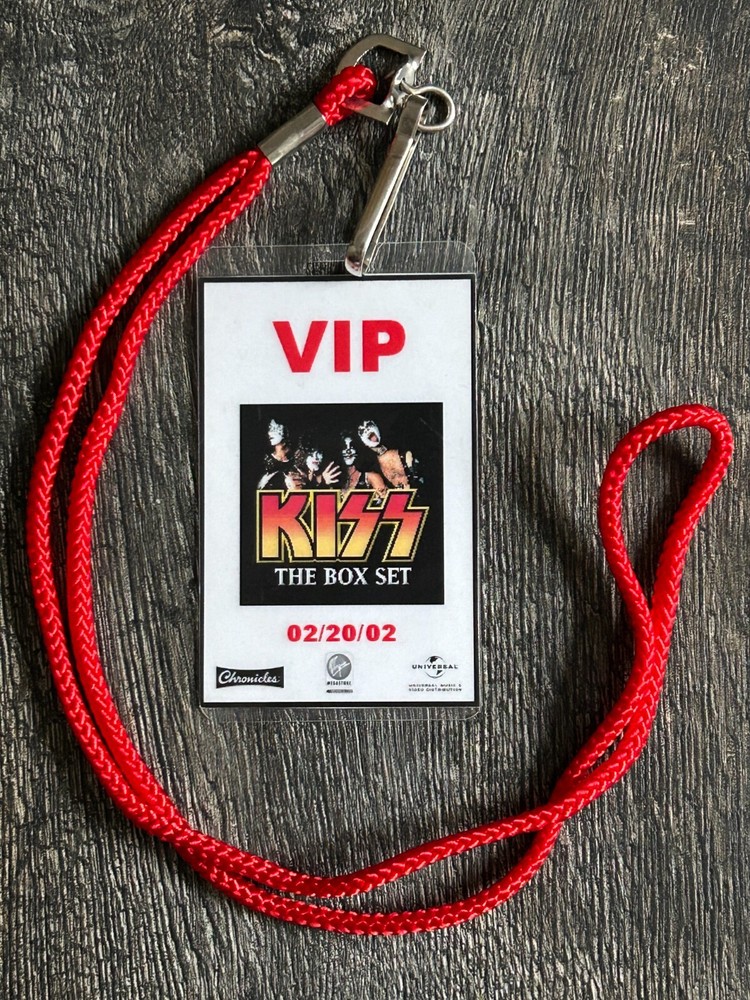 KISS LAMINATE PASS The Box Set Release VIP Feb 20 2002 w/ Lanyard Vintage Kiss