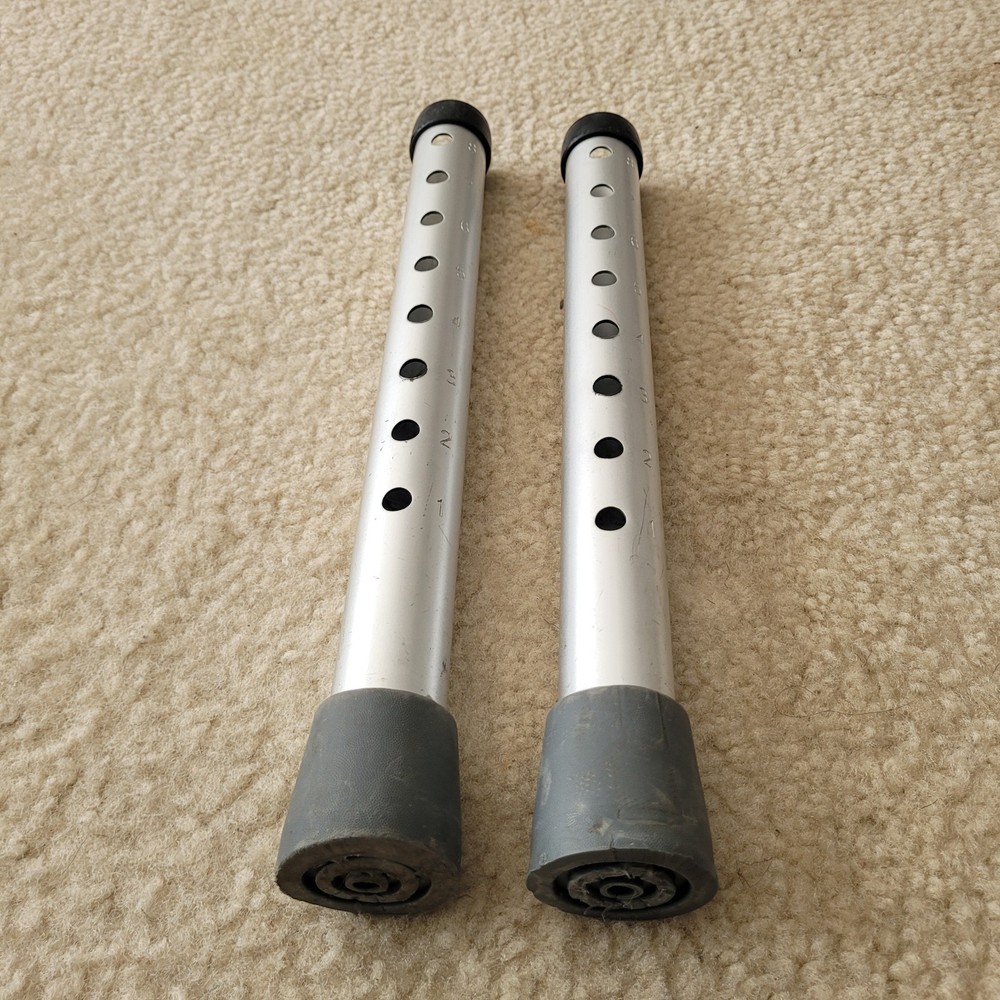 Folding Walker Replacement Legs with Rubber Tips Gray, 1 pair, Universal Fitting