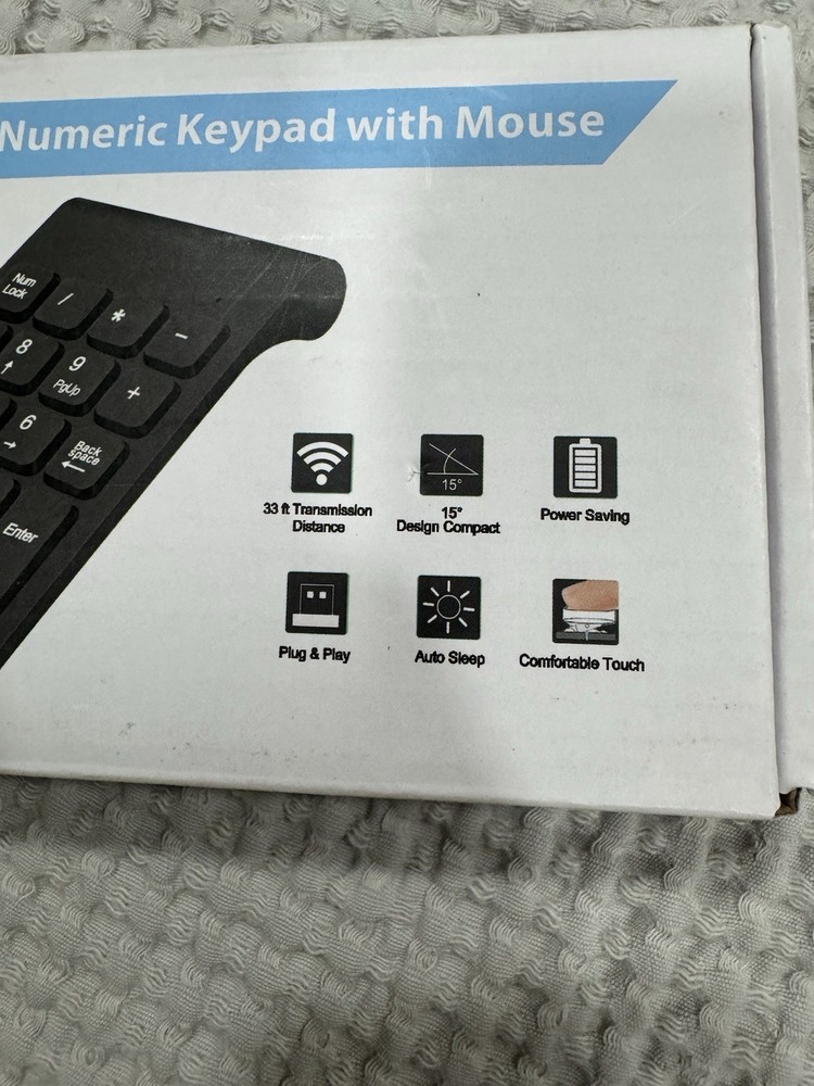 Wireless Numeric Keypad & Mouse Combo – 2.4GHz, USB, Black