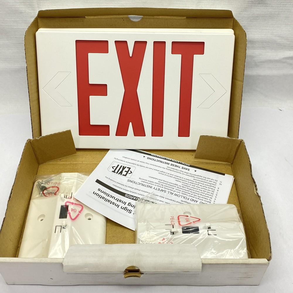 NEW BriteWay LED Exit Sign White Thermoplastic Housing BWE R