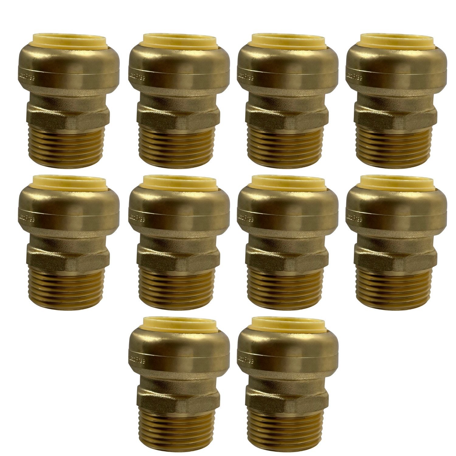10 Pack  XFITTING 1" Push Fit x 1" Male NPT Threaded Adapter, Lead Free Brass
