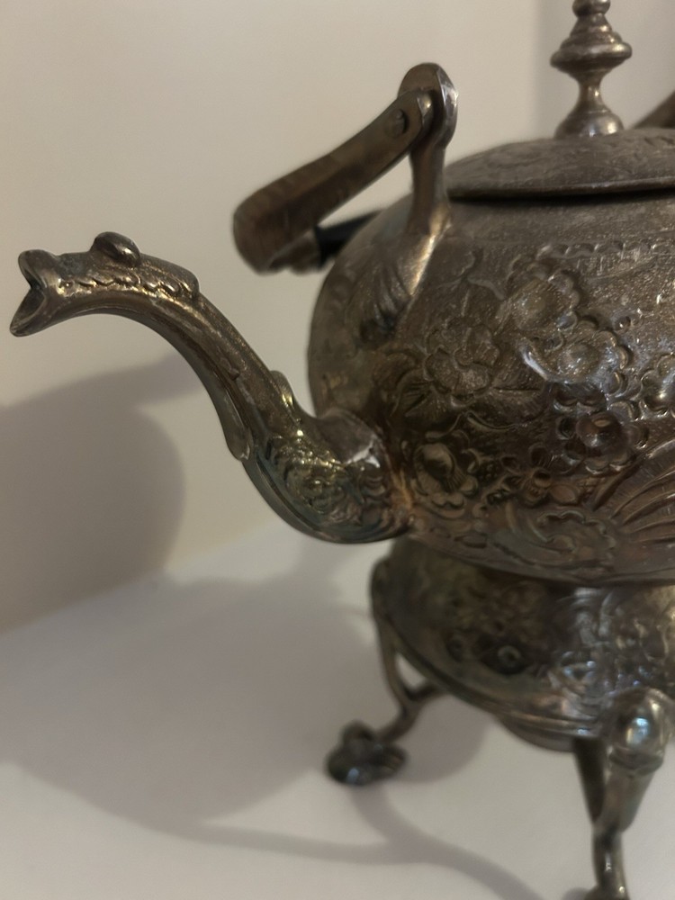 Silver Plated Teapot On Stand With Burner
