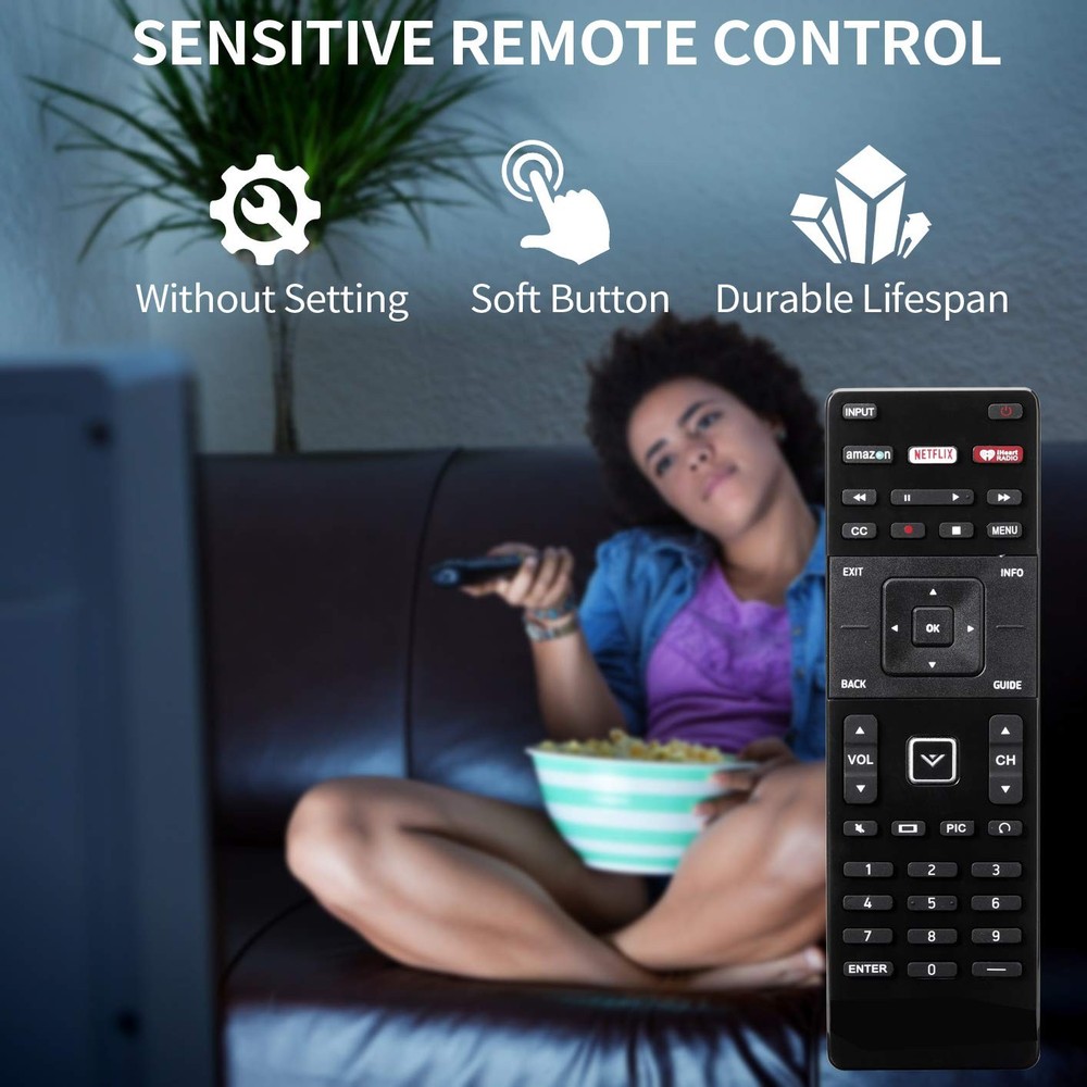XRT122 Universal Replacement Remote Control for All Vizio Medium, Black