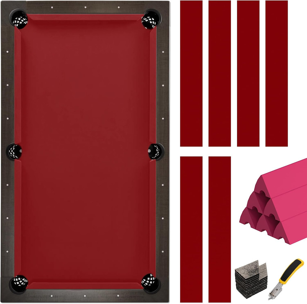 Pool Table Felt and Bumper Kit Felt for Billiard Cloth with Pool Table Bumpers a