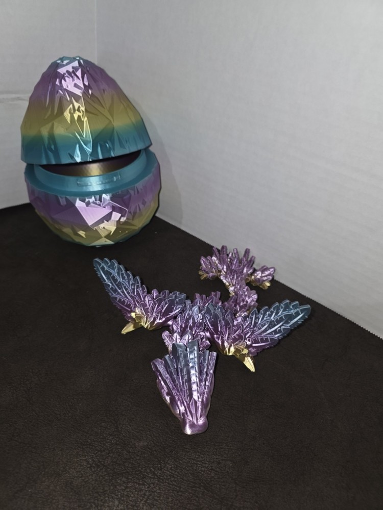 Metallic Multicolor Dragon Statue with Egg Fantasy Collectible