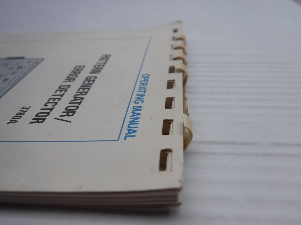 Hewlett Packard 3780A Pattern Generator / Error Detector Manual 03780-90021