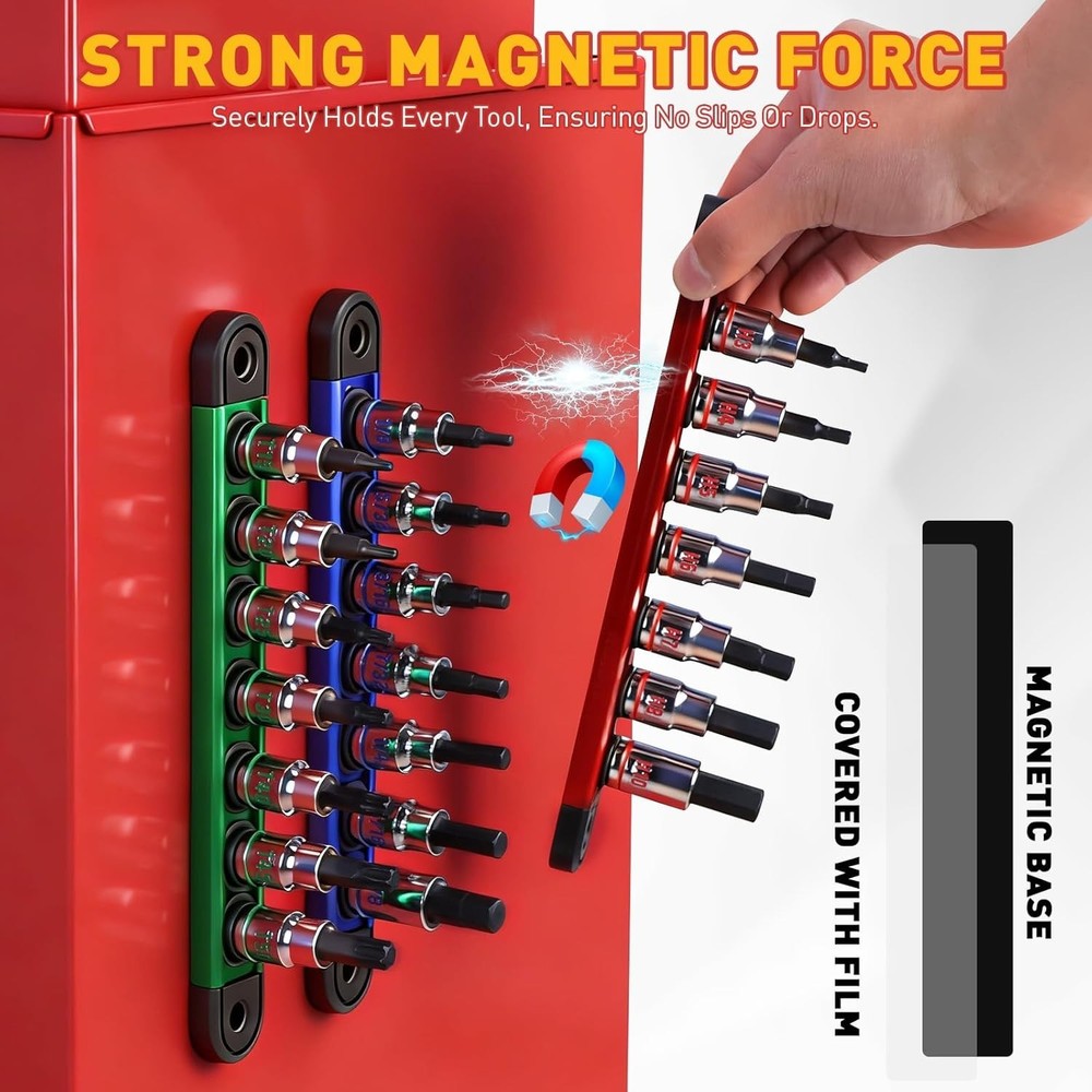 21-Piece Allen Bit Socket Set, 3/8" Drive Hex & Torx Socket Set with Magnetic...
