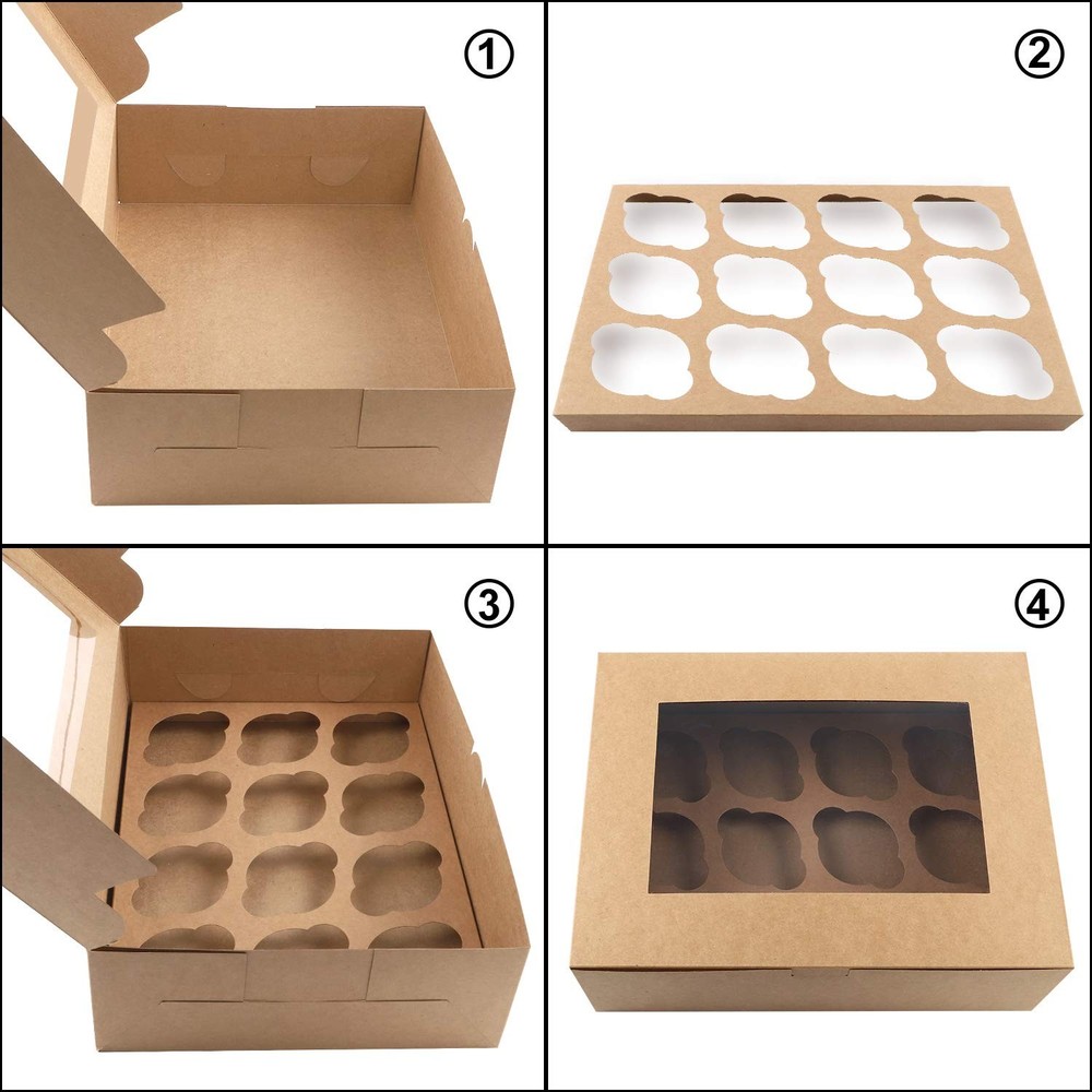 20 Sets Cupcake Boxes, 12 Count Cupcake Containers with Window, for Birthday ...