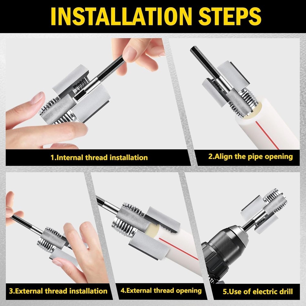 2x Integrated Internal & External Pipe Threading Tool,Pipe Thread Cutting Tool