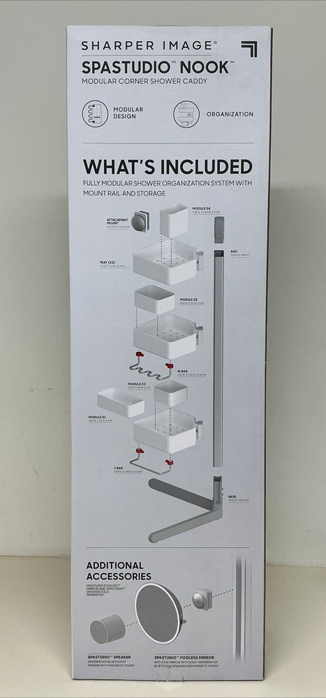 Sharper Image 1013888 3-Tier Adjustable Shower Caddy Corner NEW