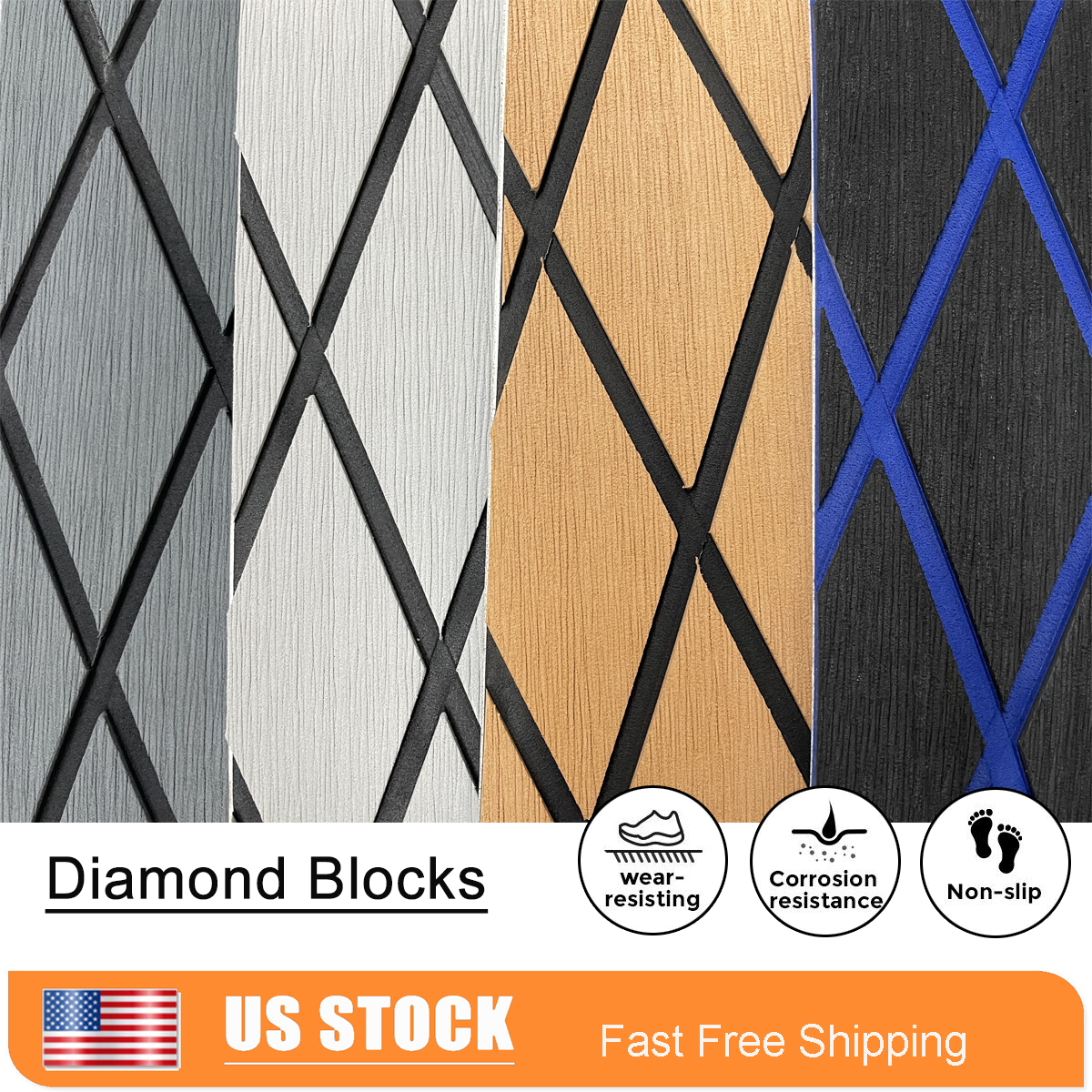 Diamond Blocks EVA Foam Boat Flooring Faux Teak Marine Yacht Decking Sheet Mat