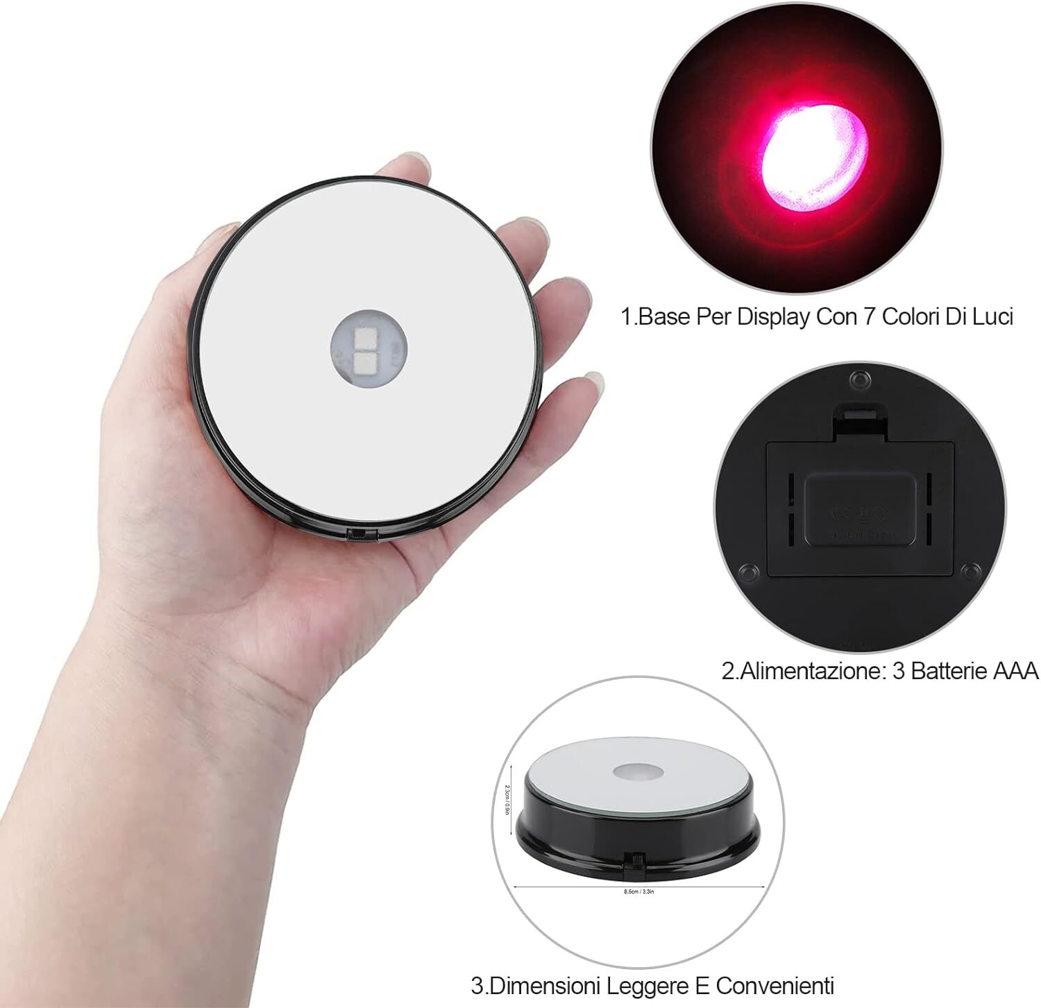 2pcs LED Light Display Base Stand 7 Color Lamp Holder Crystal Glass Art Figurinm