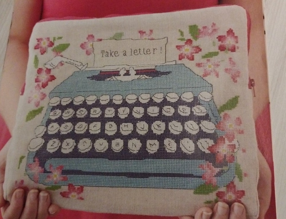 Retro Typewriter In Stitch Pillow OOP Cross Stitch PATTERN