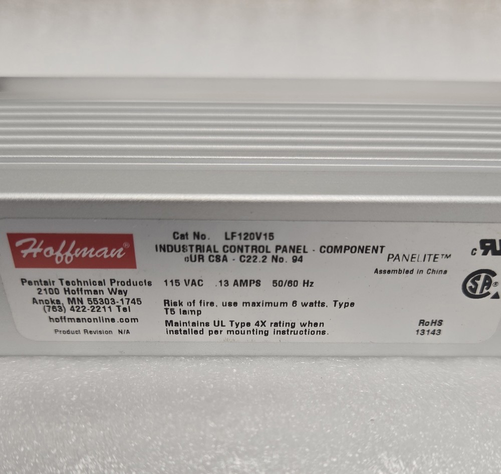 HOFFMAN PANELITE LF120V15. 115 VAC, .13A.