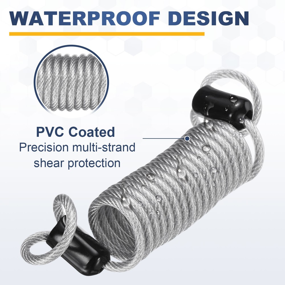 3.3Ft Security Cable Lock Steel Safety Cable with 4.8" Combination Lock Silver