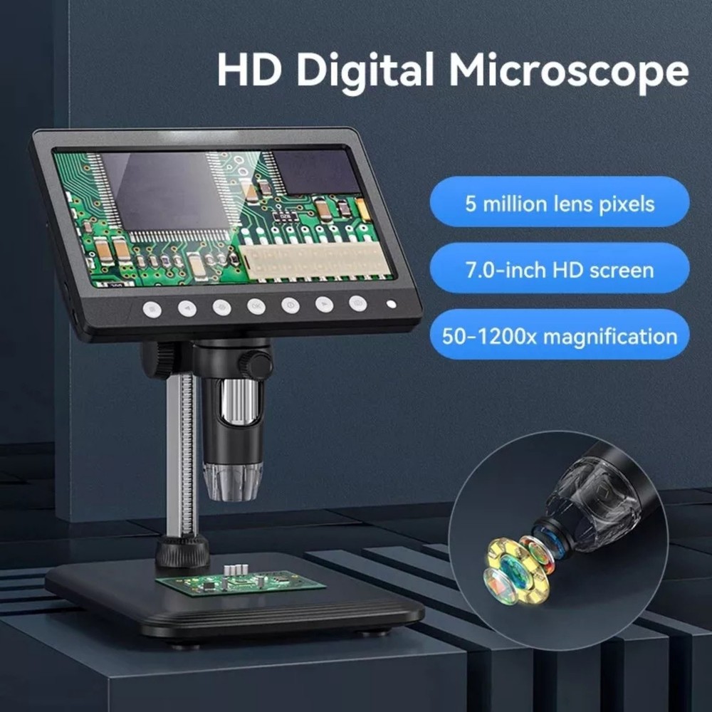 New 7 "IPS Digital Microscope Tool 1200X 1080P Video Focusing Camera Microscope