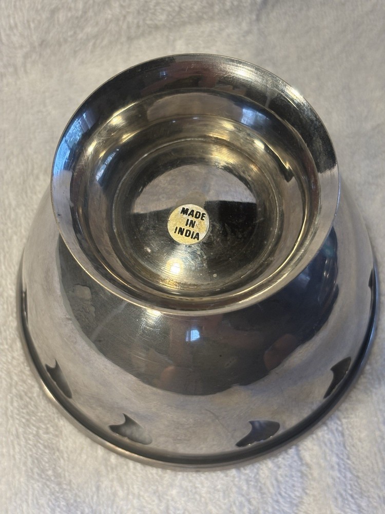 Vintage SILVERPLATED Heart Shape cut out Footed Nut/Candy/Decor Bowl-India