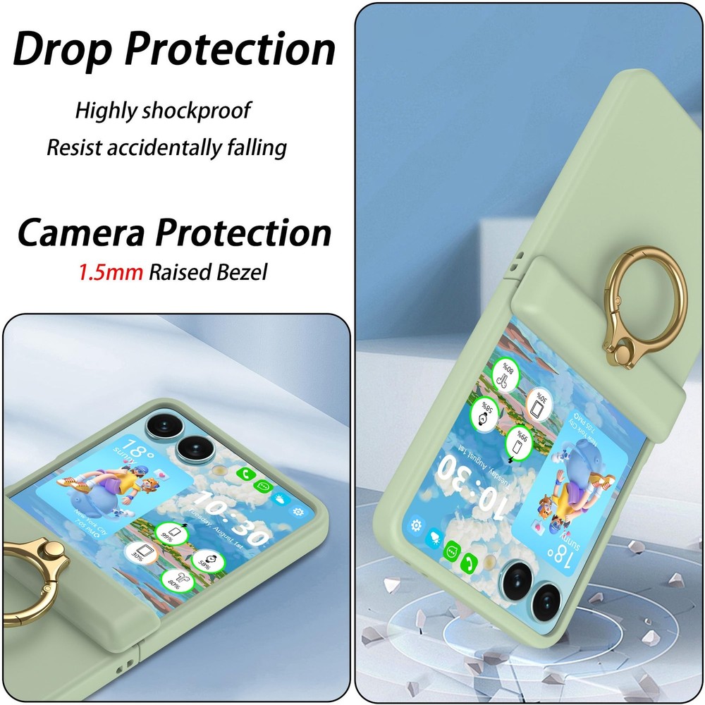 DAKORIE Galaxy Z Flip 7 Case, Screen Protector, Shockproof Hinge, Green
