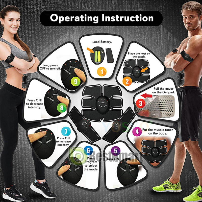 Ultimate EMS AB & Arms Muscle Simulator ABS Training Abdominal Trainer Pad Sets