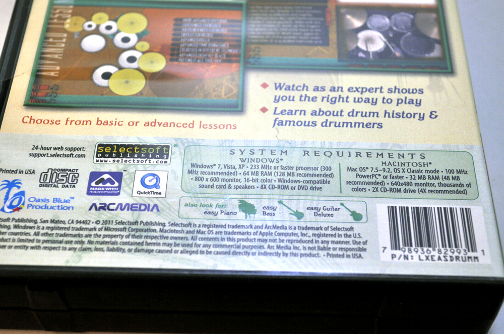 ArcMedia Easy Drums for Computer DVD For PC And Mac - NEW