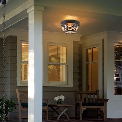 Flush Mount Ceiling Light Fixtures, 2-Light Ceiling Mount for Industrial Bronze