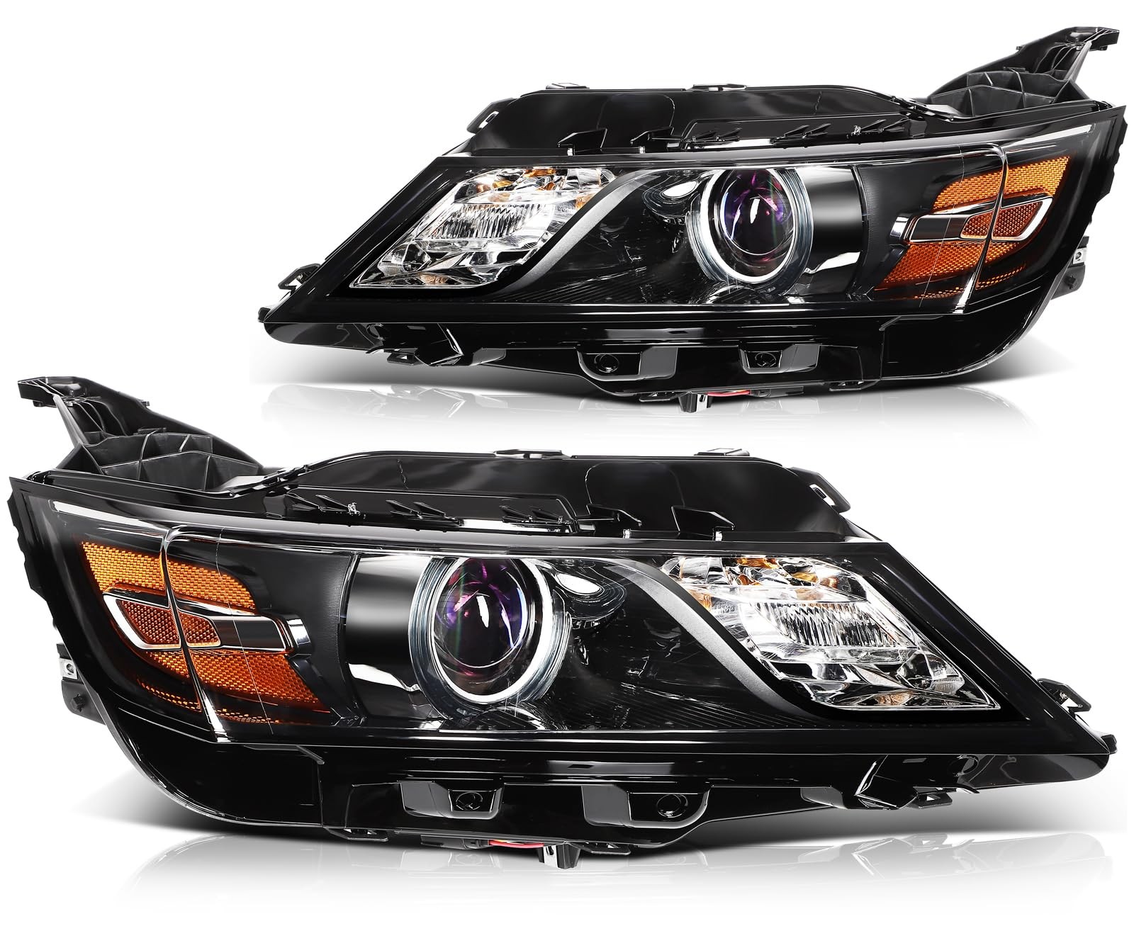 Fit For Chevy Impala Headlight Assembly Black Housing Amber Reflector Clear Lens