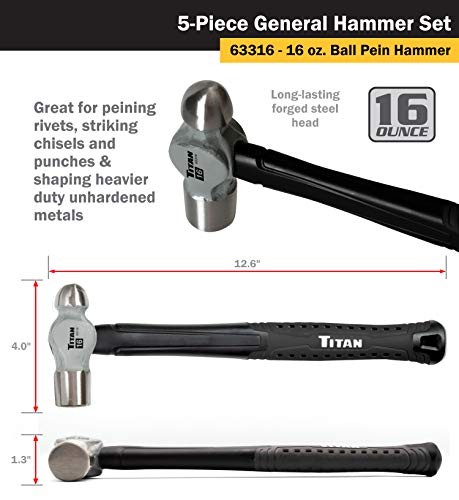 63125 5-Piece Hammer Set 5-Piece Set. Textured Handle