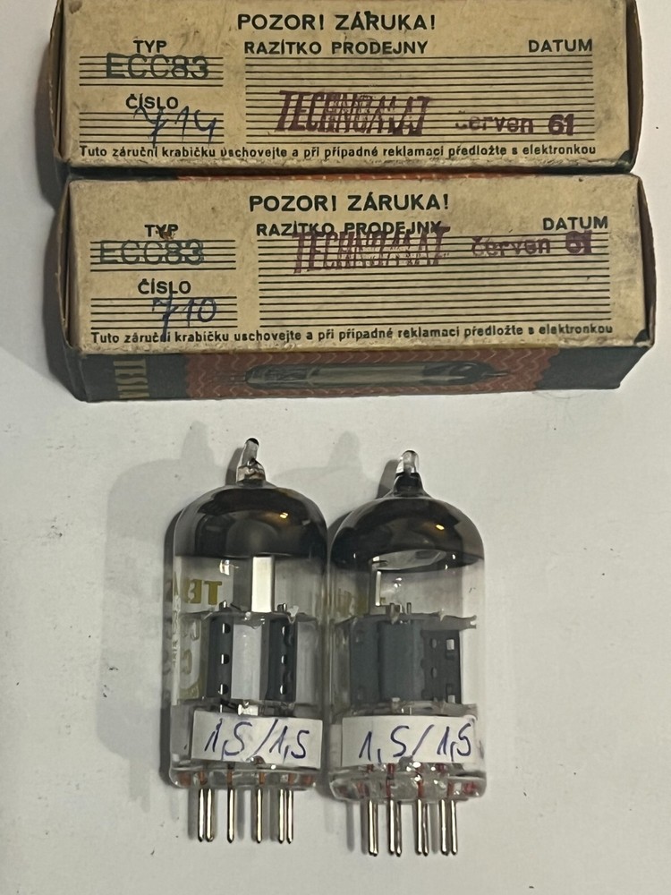 Balanced Pair ECC83 / 12AX7 TESLA  Foil Getter - 1961'y - NOS nr2