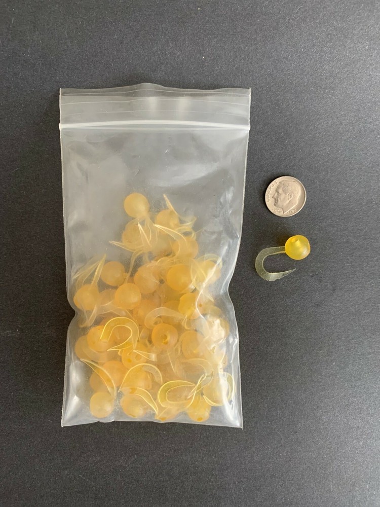 50 bulk pack-Atlas Mikes Crazy Egg ( yellow roe ) plastic Baits