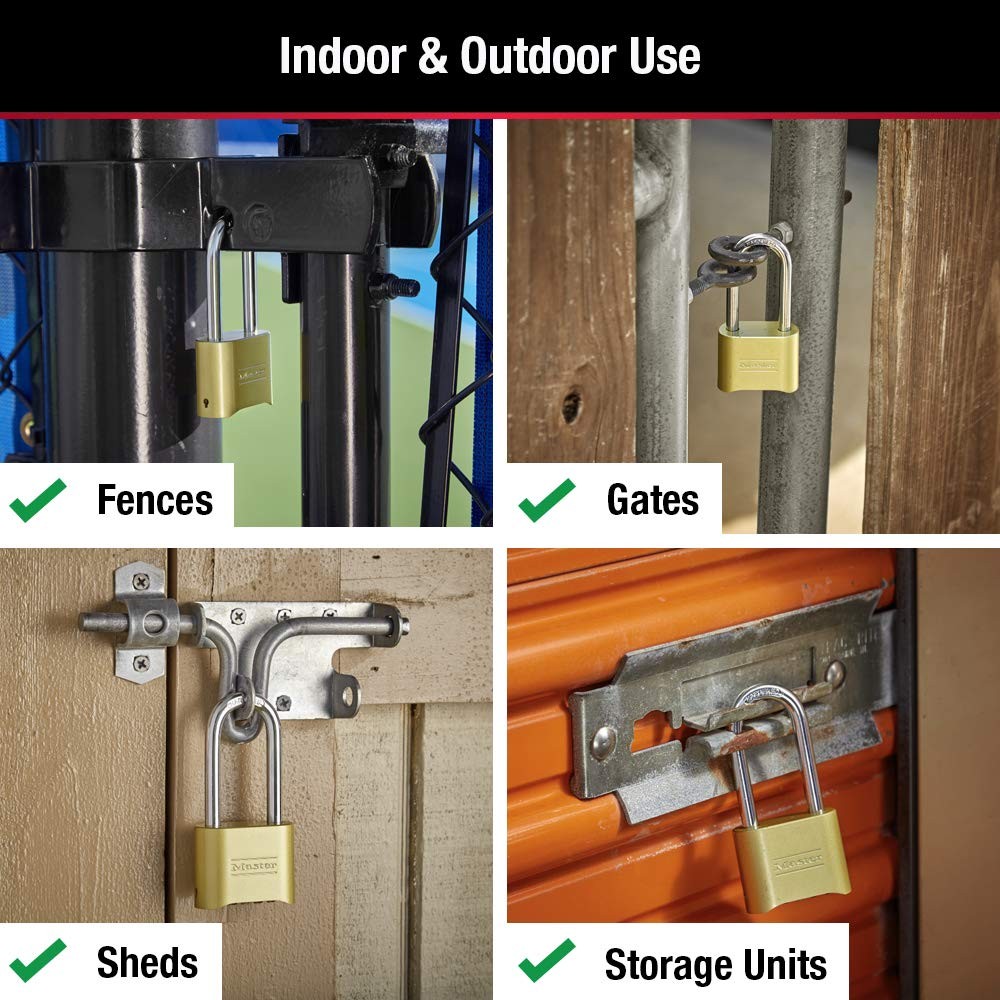 Master Lock Brass Combination Lock, Gate for Outdoor Fence 1 Pack,