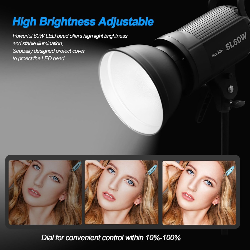 Godox SL60W LED Video Light Continuous Light with softbox+light stand For studio