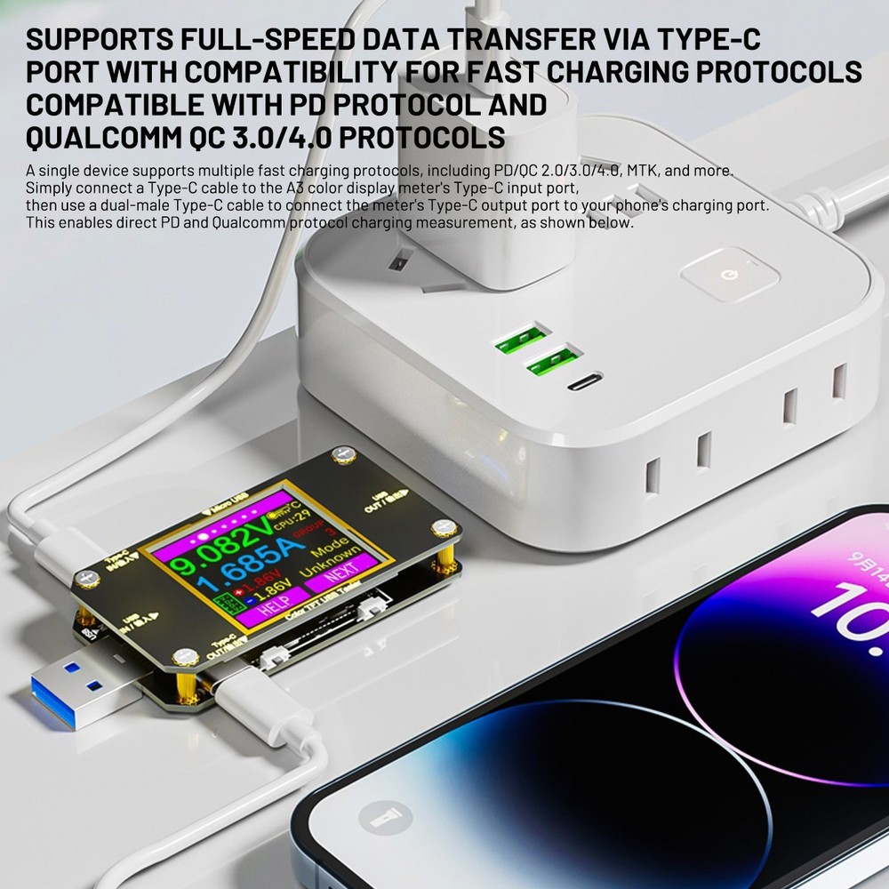 USB Power Meter Tester Type C LCD Multimeter Voltmeter Ammeter Detector QC2.0-3