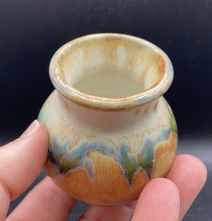 VINTAGE SMALL DRIP GLAZE POTTERY VASE